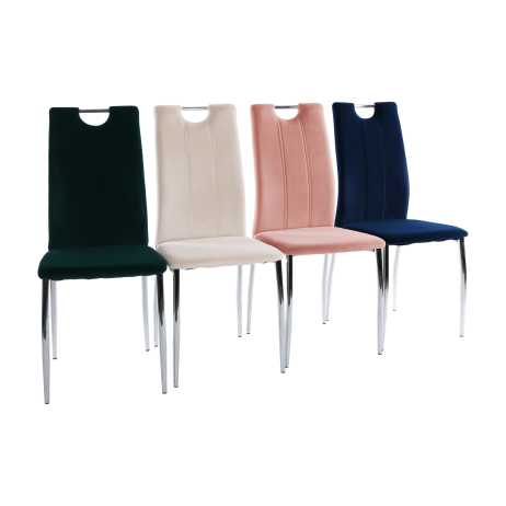 Jídelní židle, růžová Velvet látka / chrom, OLIVA NEW