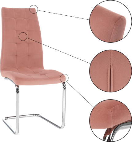 Jídelní židle, růžová Velvet látka / chrom, SALOMA NEW