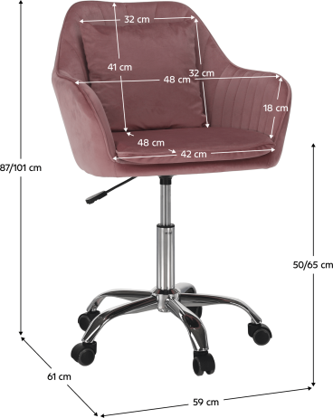 Kancelářské křeslo, růžová Velvet látka / chrom, KLIAN
