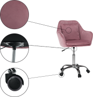 Kancelářské křeslo, růžová Velvet látka / chrom, KLIAN