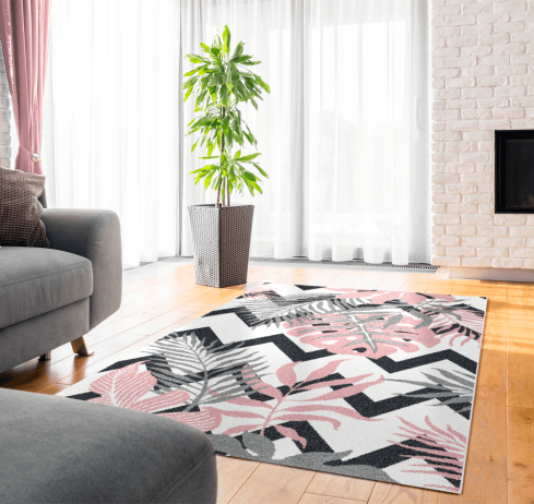 Koberec, vícebarevný, vzor listy, 67x120, SELIM