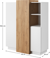 Komoda TRIO 3D bílá/dub craft zlatý