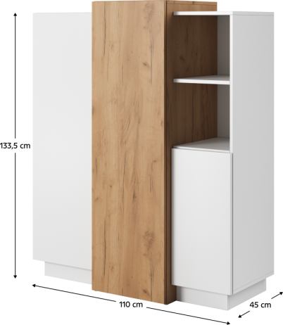 Komoda TRIO 3D bílá/dub craft zlatý