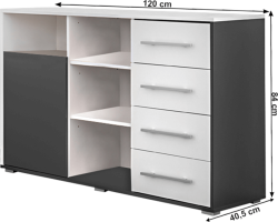 Komoda MASIMO, antracit/bílá