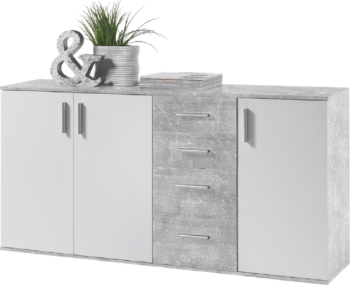 Komoda POPPY 3, bílá / beton
