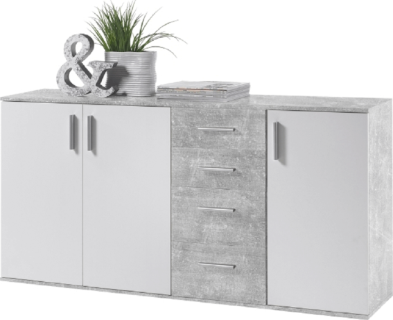 Komoda POPPY 3, bílá / beton