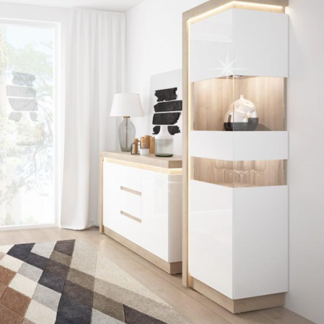 Komoda LEONARDO Typ 1, dub riviéra / HG bílá