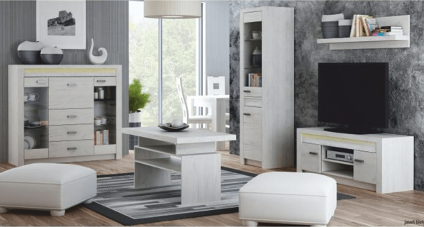 Komoda s vitrínami INFINITY 08, jasan bílá