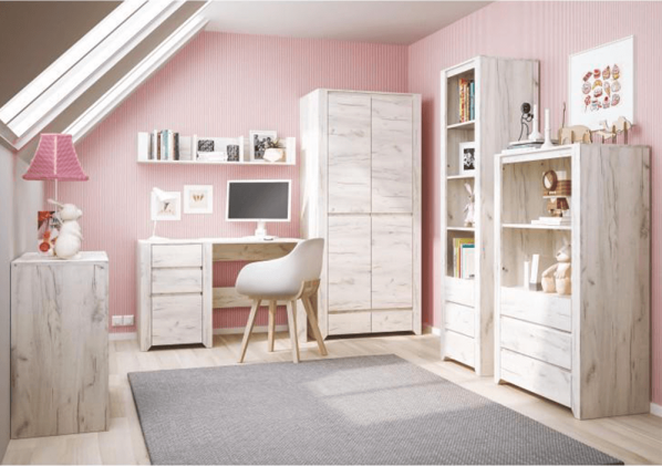 Komoda ANGEL typ 43, 5S, bílá / craft