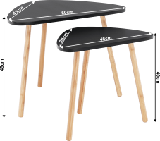 Set 2 stolků, černá / přírodní, GOREJ