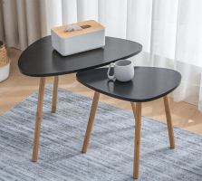 Set 2 stolků, černá / přírodní, GOREJ