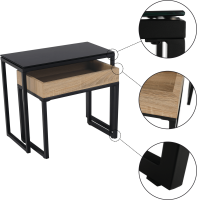 Set dvou konferenčních stolků, dub / černá, DAGOR
