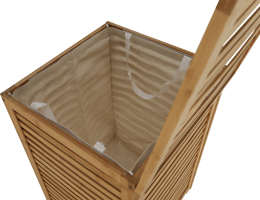 Koš na prádlo BASKET, lakovaný bambus/béžová