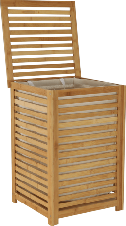 Koš na prádlo BASKET, lakovaný bambus/béžová