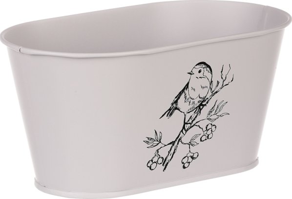 Kovový truhlík s ptáčkem KK122 GREY