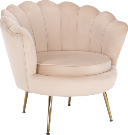 Křeslo ve stylu Art-deco, béžová Velvet látka / gold chrom-zlatý, NOBLIN