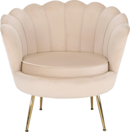 Křeslo ve stylu Art-deco, béžová Velvet látka / gold chrom-zlatý, NOBLIN