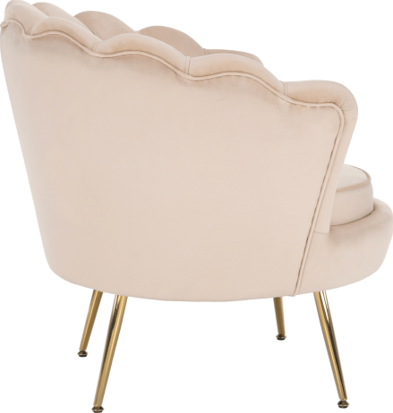 Křeslo ve stylu Art-deco, béžová Velvet látka / gold chrom-zlatý, NOBLIN