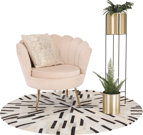 Křeslo ve stylu Art-deco, béžová Velvet látka / gold chrom-zlatý, NOBLIN