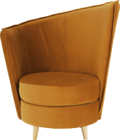 Křeslo ve stylu Art Deco, hořčicová Riviera látka / dub, ROUND NEW