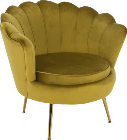Křeslo ve stylu Art-deco, hořčicová Velvet látka/gold chrom-zlatý, NOBLIN