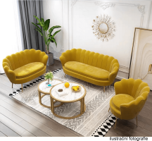 Křeslo ve stylu Art-deco, hořčicová Velvet látka/gold chrom-zlatý, NOBLIN