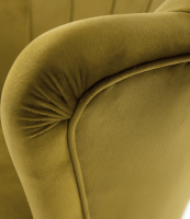 Křeslo ve stylu Art-deco, hořčicová Velvet látka/gold chrom-zlatý, NOBLIN