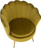 Křeslo ve stylu Art-deco, hořčicová Velvet látka/gold chrom-zlatý, NOBLIN