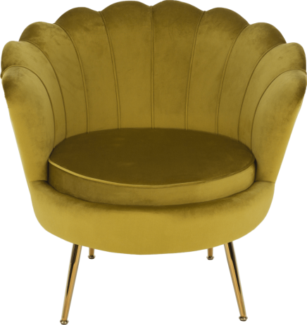 Křeslo ve stylu Art-deco, hořčicová Velvet látka/gold chrom-zlatý, NOBLIN