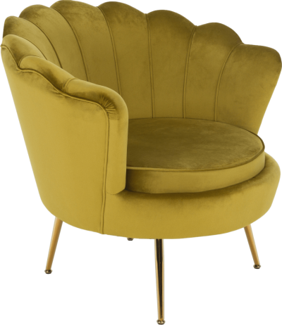Křeslo ve stylu Art-deco, hořčicová Velvet látka/gold chrom-zlatý, NOBLIN