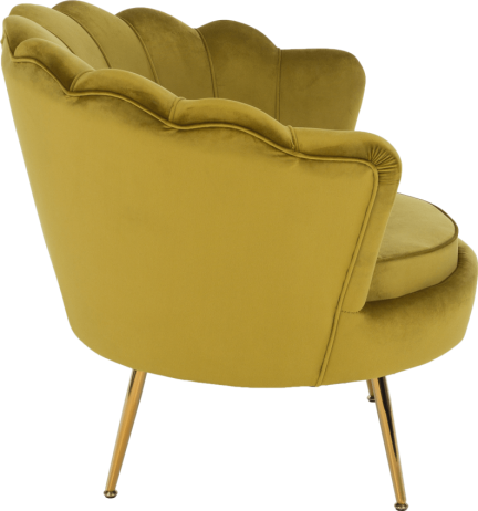 Křeslo ve stylu Art-deco, hořčicová Velvet látka/gold chrom-zlatý, NOBLIN