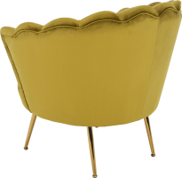 Křeslo ve stylu Art-deco, hořčicová Velvet látka/gold chrom-zlatý, NOBLIN