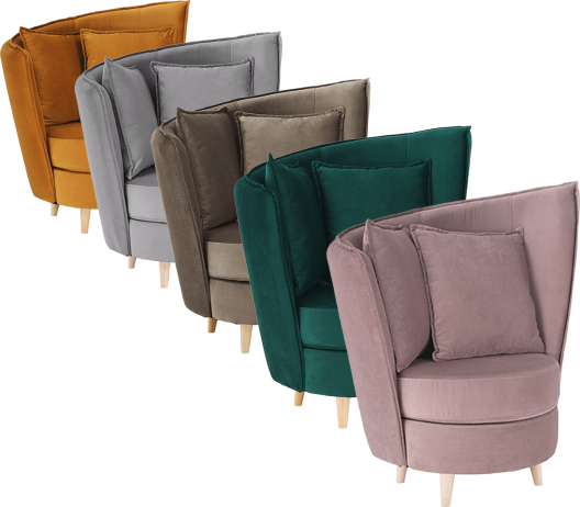 Křeslo ve stylu Art Deco, růžová Kronos látka / dub, ROUND NEW