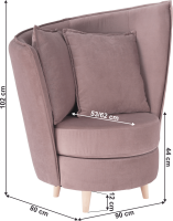 Křeslo ve stylu Art Deco, růžová Kronos látka / dub, ROUND NEW