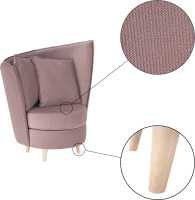 Křeslo ve stylu Art Deco, růžová Kronos látka / dub, ROUND NEW