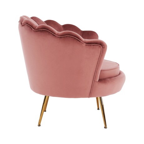 Křeslo ve stylu Art-deco, růžová Velvet látka / gold chrom-zlatý, NOBLIN