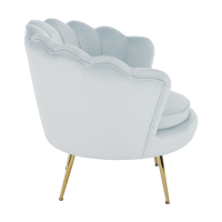 Křeslo ve stylu Art-deco, šedomodrá Velvet látka/gold chrom-zlatý, NOBLIN
