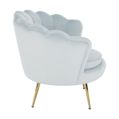 Křeslo ve stylu Art-deco, šedomodrá Velvet látka/gold chrom-zlatý, NOBLIN