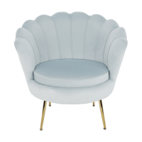 Křeslo ve stylu Art-deco, šedomodrá Velvet látka/gold chrom-zlatý, NOBLIN