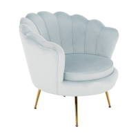 Křeslo ve stylu Art-deco, šedomodrá Velvet látka/gold chrom-zlatý, NOBLIN