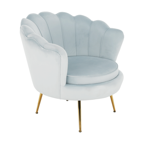 Křeslo ve stylu Art-deco, šedomodrá Velvet látka/gold chrom-zlatý, NOBLIN