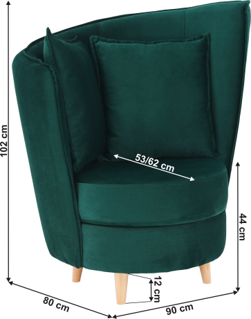 Křeslo ROUND NEW, smaragdová Kronos látka / dub