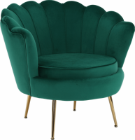Křeslo ve stylu Art-deco, smaragdová Velvet látka / gold chrom-zlatý, NOBLIN