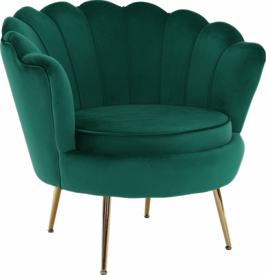 Křeslo ve stylu Art-deco, smaragdová Velvet látka / gold chrom-zlatý, NOBLIN