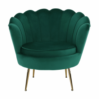Křeslo ve stylu Art-deco, smaragdová Velvet látka / gold chrom-zlatý, NOBLIN