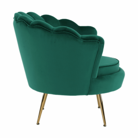 Křeslo ve stylu Art-deco, smaragdová Velvet látka / gold chrom-zlatý, NOBLIN