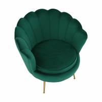 Křeslo ve stylu Art-deco, smaragdová Velvet látka / gold chrom-zlatý, NOBLIN
