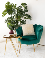 Křeslo ve stylu Art-deco, smaragdová Velvet látka / gold chrom-zlatý, NOBLIN