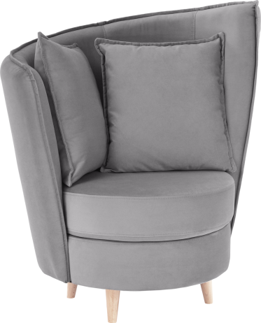 Křeslo ve stylu Art Deco, světlešedá Paros látka / dub, ROUND NEW
