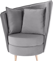 Křeslo ve stylu Art Deco, světlešedá Paros látka / dub, ROUND NEW